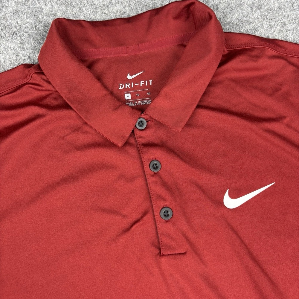 Nike Dri-Fit Polo Shirt Mens Xl Red Short Sleeve Golf Athletic Casual Stretch